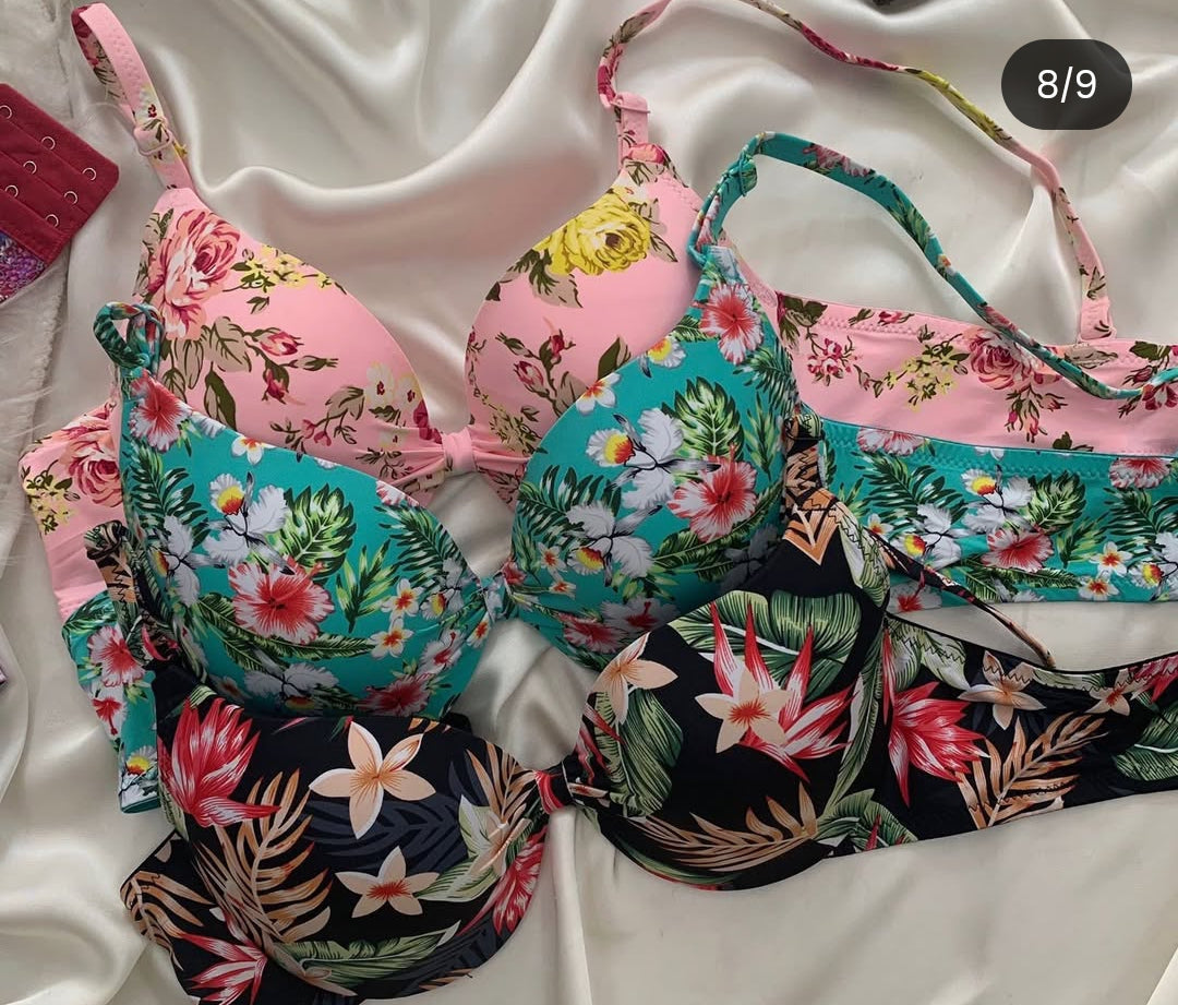 Floral Light Push Up Bra