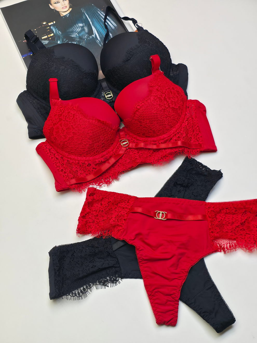 Padded Push-up Wire Bra & Thong Underwear