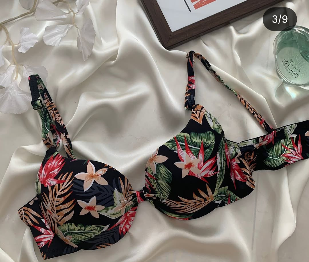 Floral Light Push Up Bra